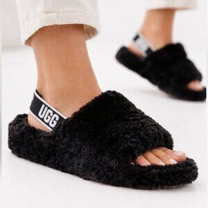 UGG OH FLUFFITA Slipper Shearling Black  Women's Size 10
